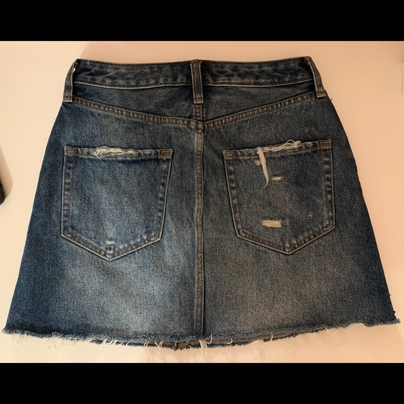 Abercrombie Jean Skirt w/ Red Stripe + Distressing - Picture 5 of 10